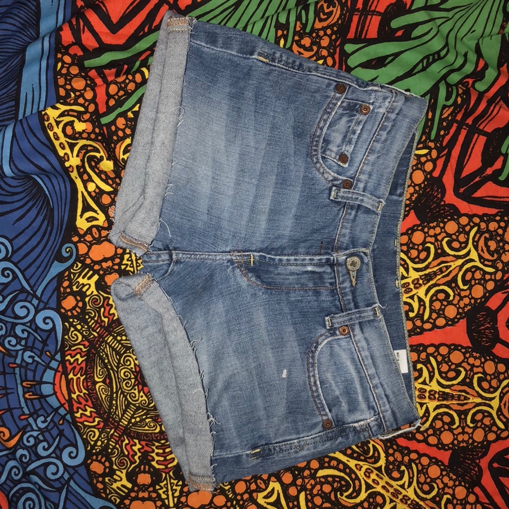 Light wash jean shorts